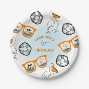 Tropical Beach Sunglasses Boy Birthday Paper Plates