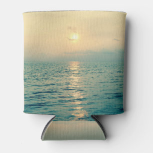 Tropical Beach Sunrise Vintage Filter Can Cooler