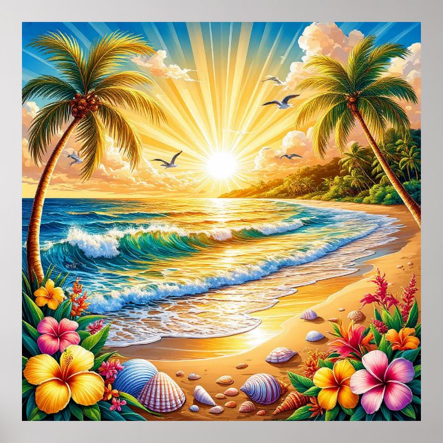 Tropical Beach Sunriset Home Decor & Gift 🌴🌅 (Front)