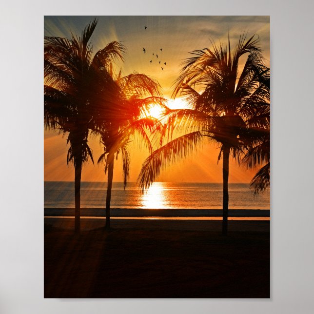 TROPICAL BEACH SUNSET 8X10 POSTER (Front)