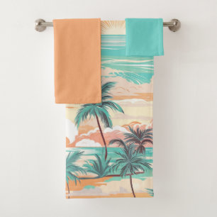 Tropical Beach Sunset Bath Towel Set