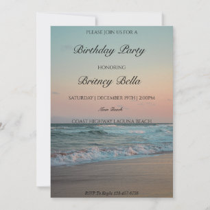 Tropical Beach Sunset Birthday Party  Invitation