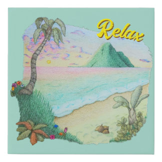 Tropical beach sunset faux canvas print