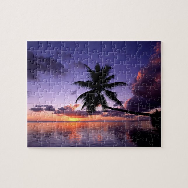 Tropical Beach Sunset Game Puzzle (Horizontal)