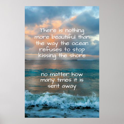 Tropical Beach Sunset Glow Tide Resilience Quote Poster