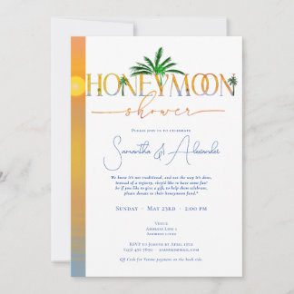 Tropical Beach Sunset Honeymoon Couples Shower Invitation