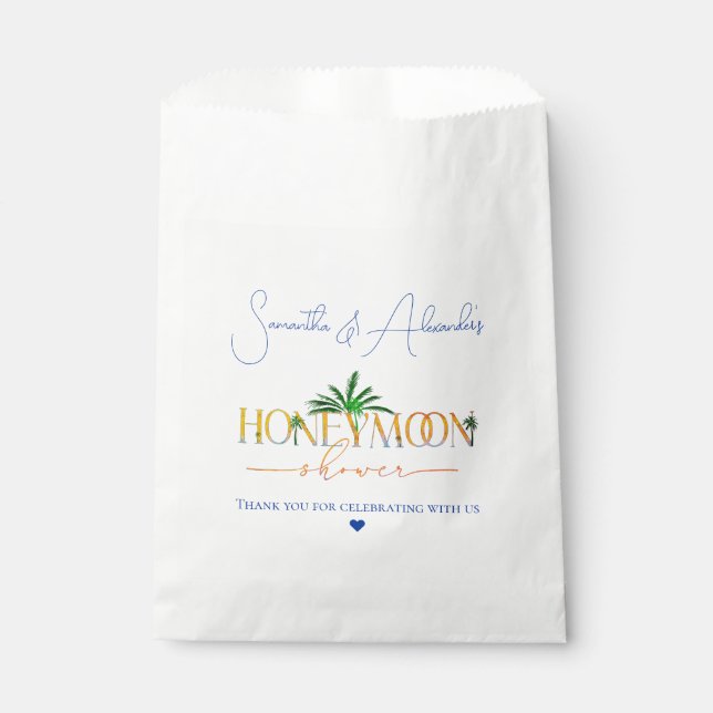Tropical Beach Sunset Honeymoon Fund Couple Shower Favor Bag (Front)