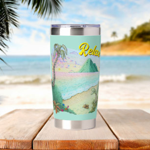 Tropical beach sunset insulated tumbler