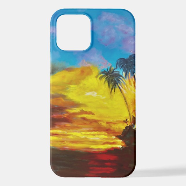 Tropical Beach Sunset iPhone Case (Back)