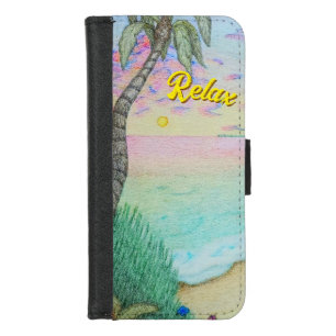 Tropical beach sunset iPhone 8/7 wallet case