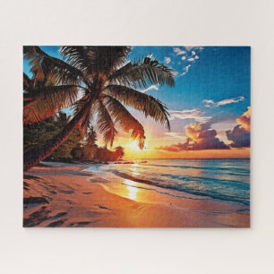 Tropical Beach Sunset Jigsaw Puzzle