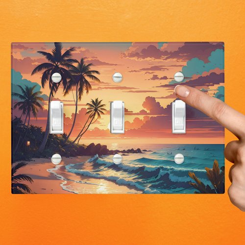 Tropical Beach Sunset Large Light Switch Cover