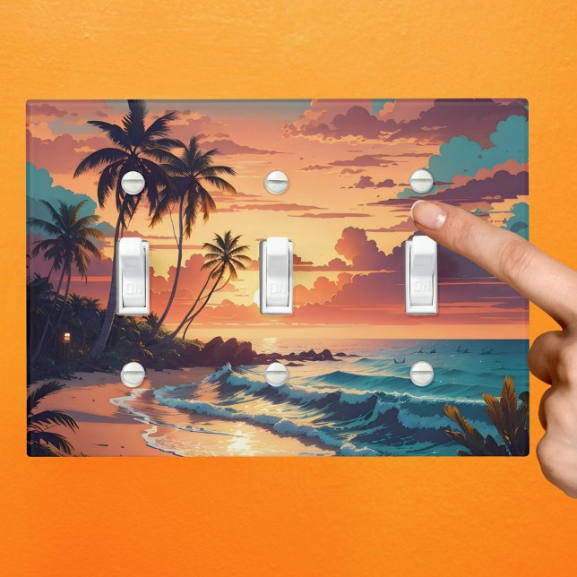 Tropical Beach Sunset Large Light Switch Cover (Creator Uploaded)
