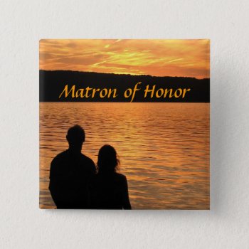 Tropical Beach Sunset Matron Of Honor Pin by BebopsWeddings at Zazzle