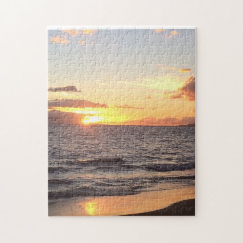 Tropical beach sunset maui Hawaii puzzle