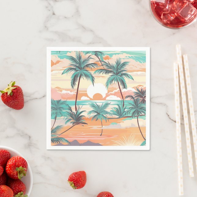 Tropical Beach Sunset Napkins (Insitu)