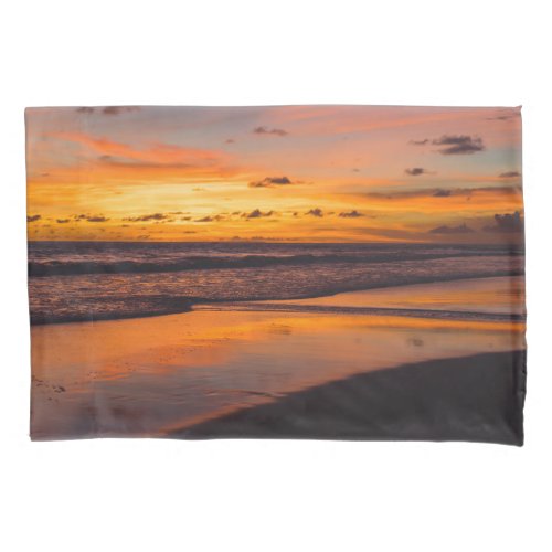 Tropical Beach Sunset Orange Yellow Paradise Pillow Case