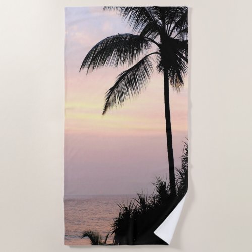 Tropical Beach Sunset Palm Beach Towel