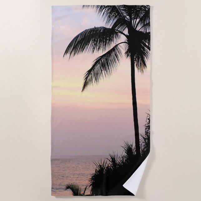 Tropical Beach Sunset Palm Towel (Front)