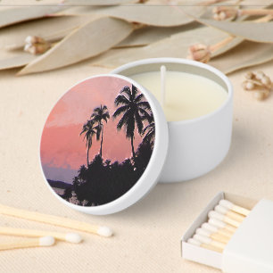 Tropical Beach Sunset & Palm Tree Candle Favors Mini Candle Favors