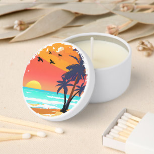 Tropical Beach Sunset & Palm Tree Candle Favors Mini Candle Favors