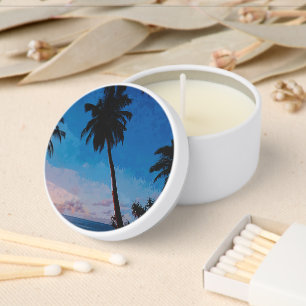 Tropical Beach Sunset & Palm Tree Candle Favors Mini Candle Favors