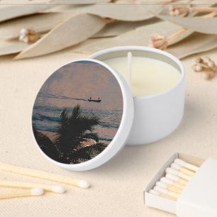 Tropical Beach Sunset & Palm Tree Candle Favors Mini Candle Favors