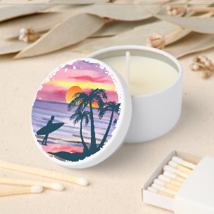 Tropical Beach Sunset & Palm Tree Candle Favors Mini Candle Favors