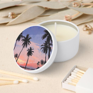 Tropical Beach Sunset & Palm Tree Candle Favors Mini Candle Favors