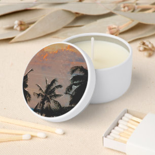 Tropical Beach Sunset & Palm Tree Candle Favors Mini Candle Favors