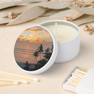 Tropical Beach Sunset & Palm Tree Candle Favors Mini Candle Favors