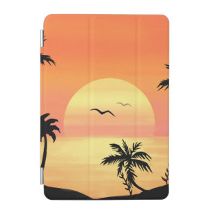 Tropical Beach Sunset Palm Tree Silhouette Art iPad Mini Cover