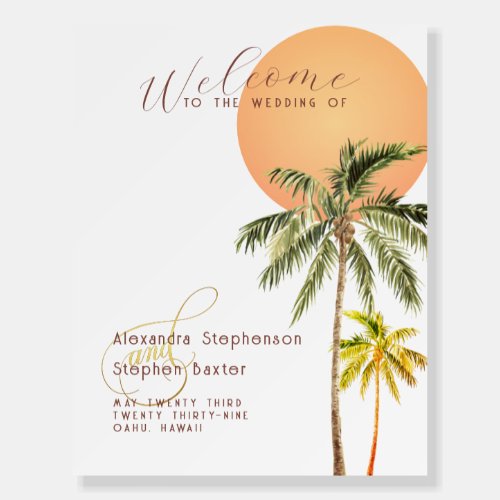 Tropical Beach Sunset Palm Trees Ampersand Wedding Foam Board