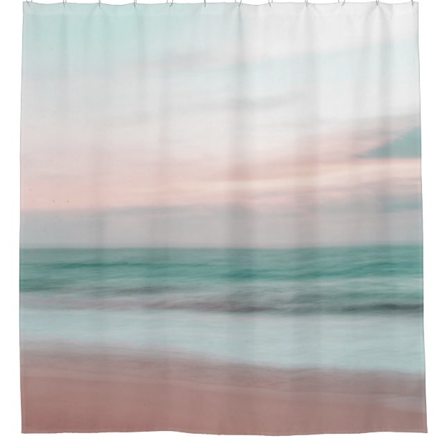 Tropical Beach Sunset Photo Sand Waves Seaside Shower Curtain (Front)