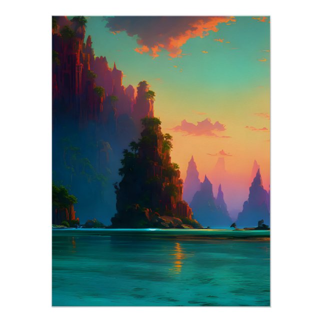 Tropical Beach Sunset  Poster (Front)