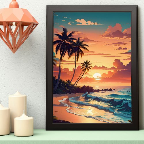 Tropical Beach Sunset Poster