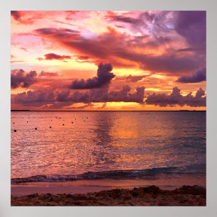 Tropical Beach Sunset Poster