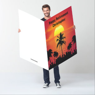 Tropical Beach Sunset Retirement Congratulations Card