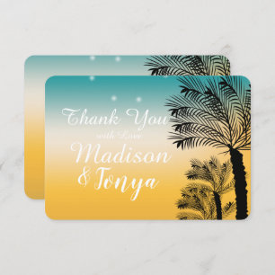 Tropical Beach Sunset THANK YOU Wedding Invitation