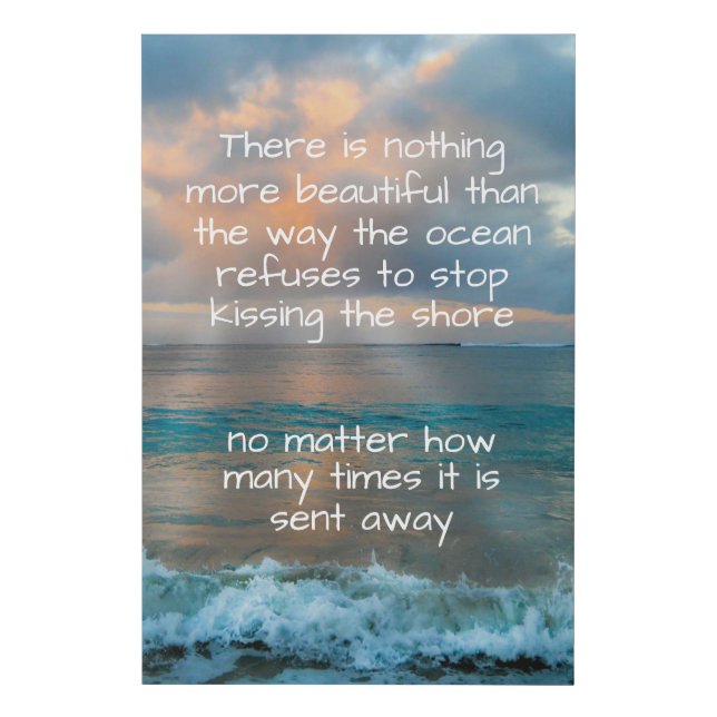 Tropical Beach Sunset Tide Resilience Love Quote Faux Canvas Print (Front)