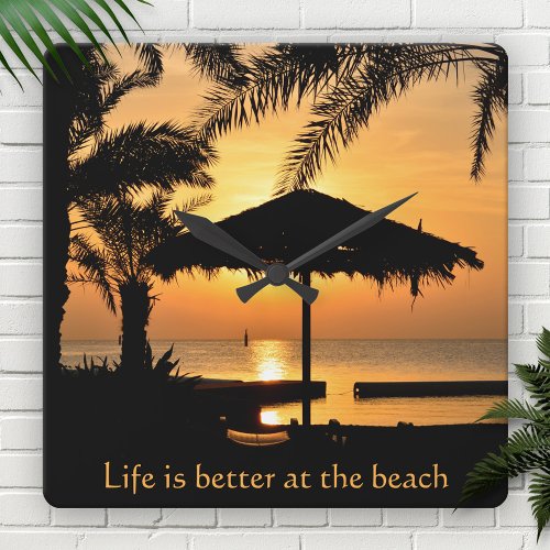 Tropical Beach Sunset Wall Clock