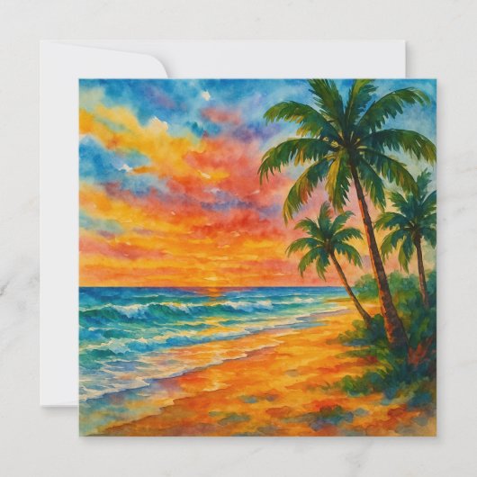 Tropical Beach Sunset Watercolor (Front)