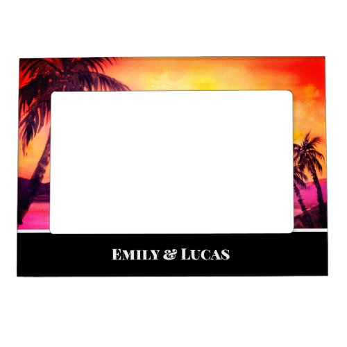 Tropical Beach Sunset Watercolor Farida Greenfield Magnetic Frame