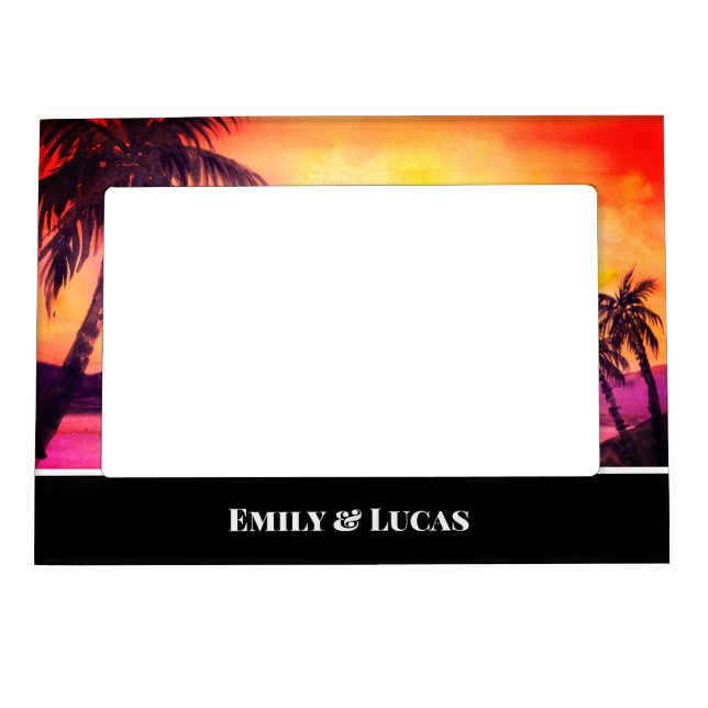 Tropical Beach Sunset Watercolor Farida Greenfield Magnetic Frame (Front)