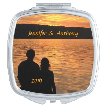 Tropical Beach Sunset Wedding Compact Mirror by BebopsWeddings at Zazzle