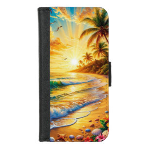 Tropical Beach Sunset With Palm Trees iPhone 8/7 Wallet Case