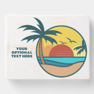 Tropical Beach Sunset Wooden Box Sign