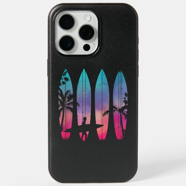 Tropical Beach Surf Surfboard Surfing Surfer Ocean iPhone 15 Pro Max Case (Back)