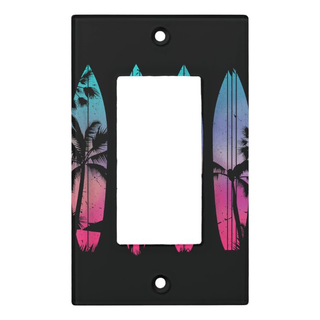 Tropical Beach Surf Surfboard Surfing Surfer Ocean Light Switch Cover (Front)