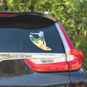 Tropical Beach Surfer Dude Ocean Sports Sticker